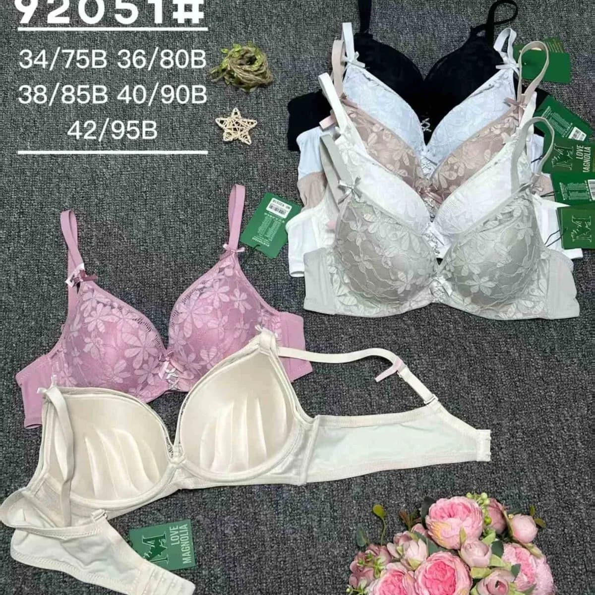 Biustonosze damskie koronkowe 34B/75B do 42/95B, 6 szt