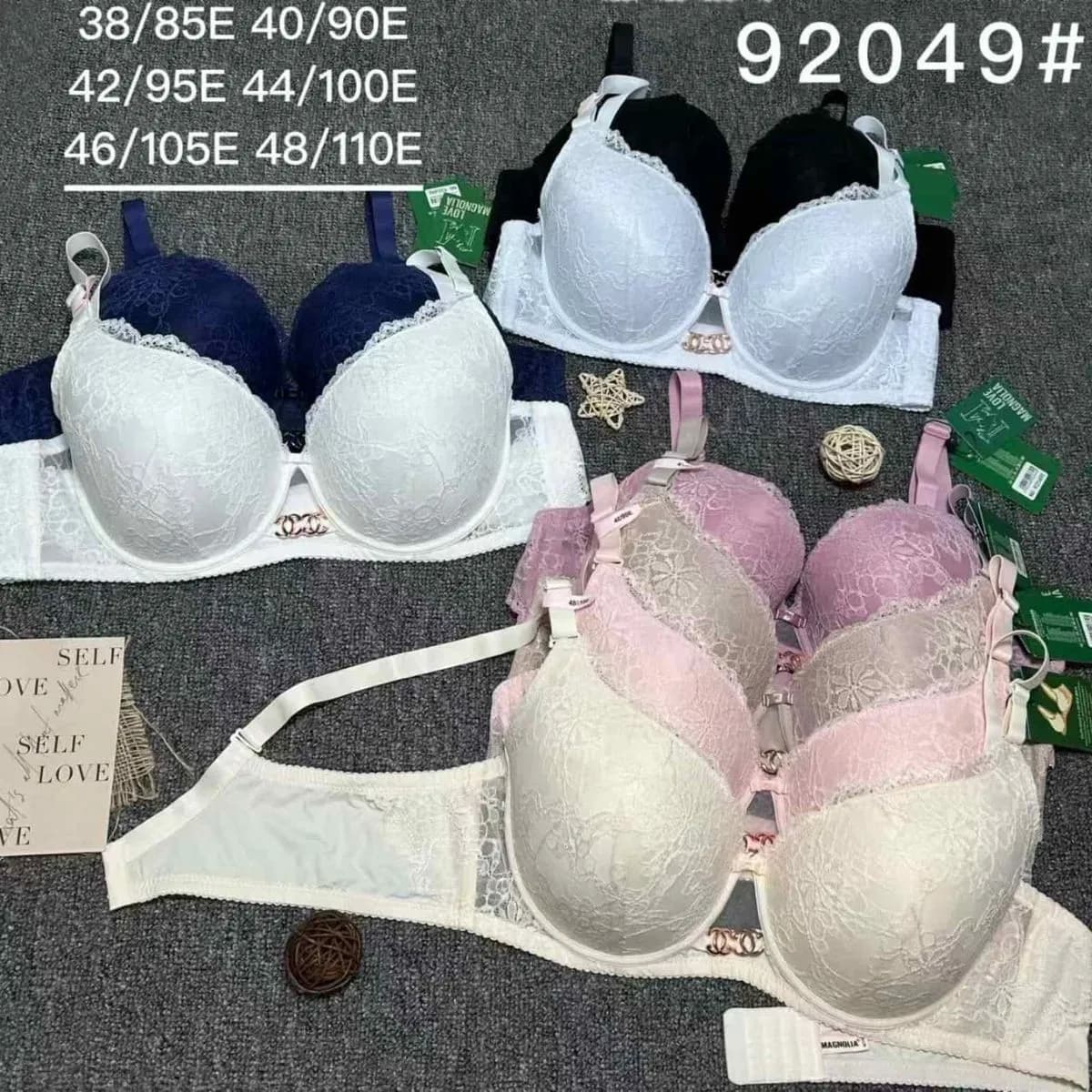 Biustonosze damskie push-up koronka 38/85-48/110 biały/czarny/granatowy/różowy