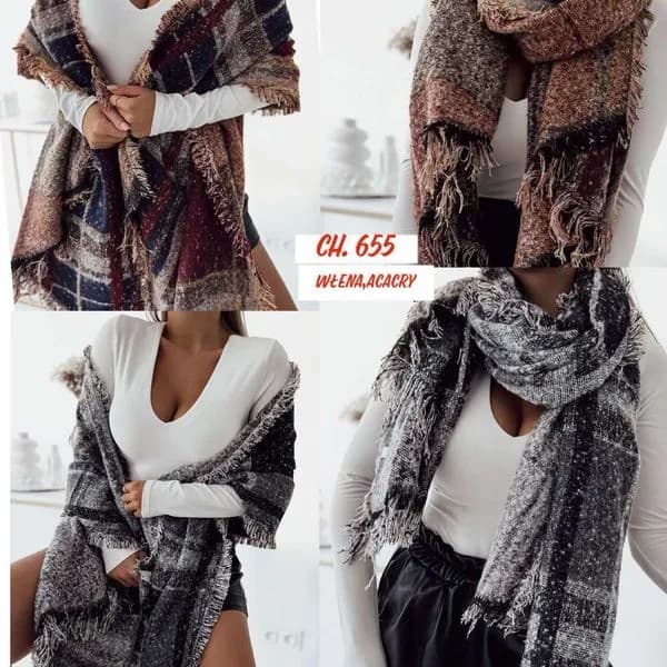 Szaliki Damskie Włóczkowe Mix Kolorów Rozmiar CH 65