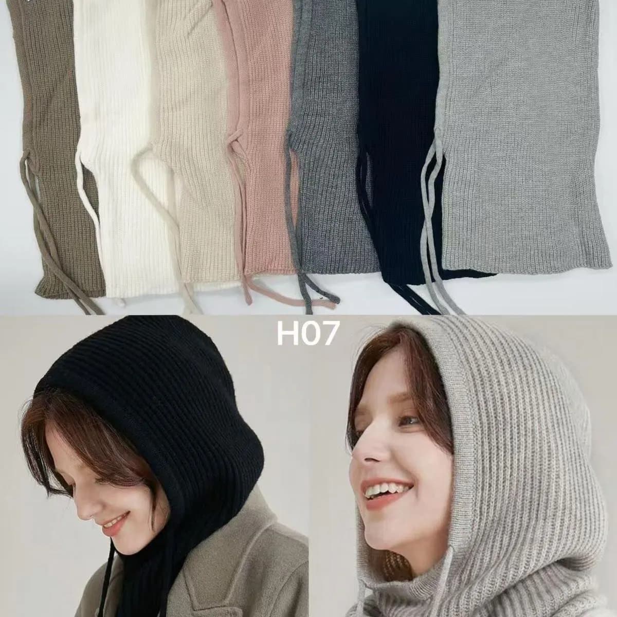 Czapki damskie kominiarki dzianinowe H07, 6 kolorów