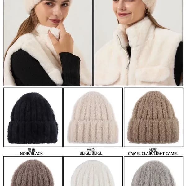 Czapki damskie dzianinowe TAUPE 29-209, 12 szt/opak.