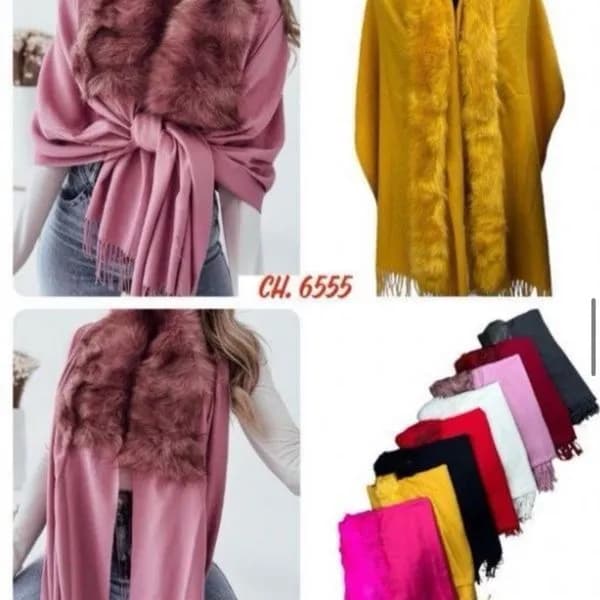 Szaliki damskie z futerkiem CHL 655, mix kolorów