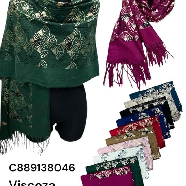 Szaliki damskie viscose z frędzlami 12 szt