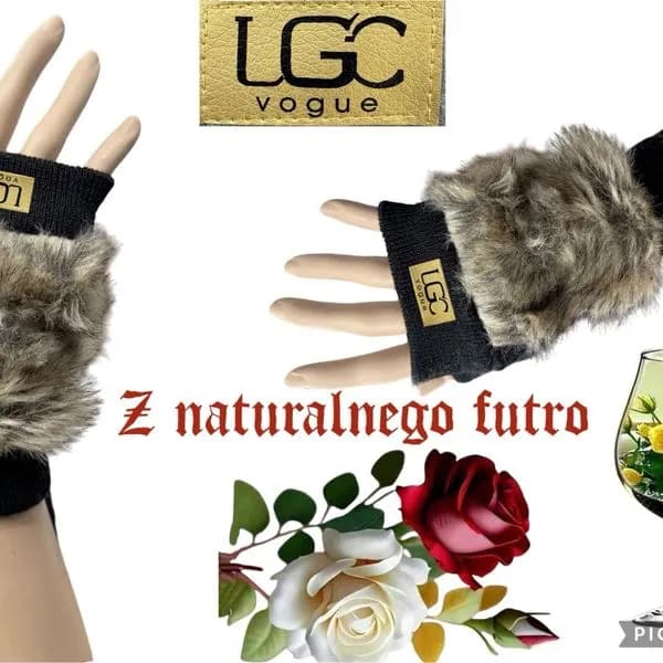 Rękawiczki damskie LGCG Vogue z futerkiem