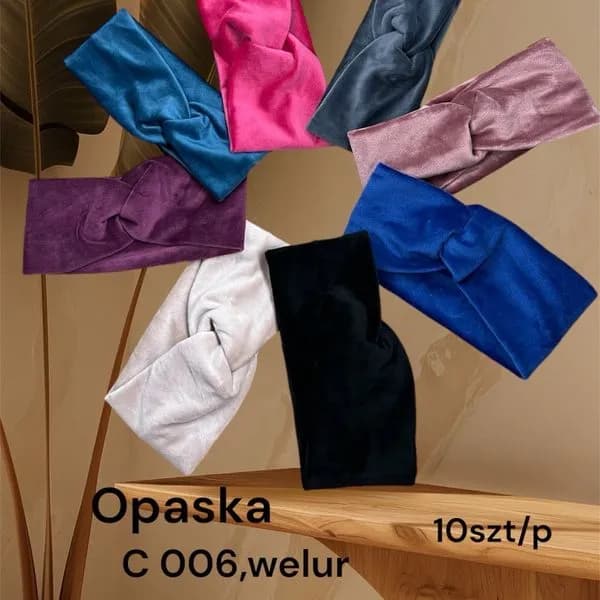 Opaska Damska Welurowa C006, 10 szt/paczka