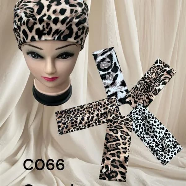 Opaska damska C066 wzór leopard czarno-biały