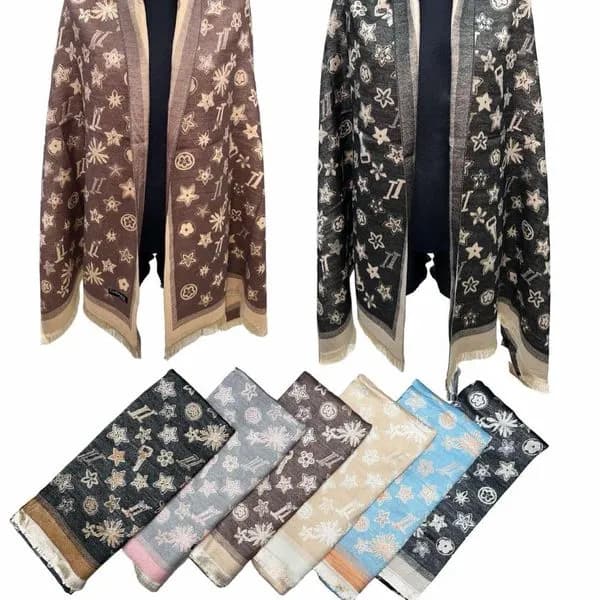 Szaliki damskie wzór gwiazdowy cashmere 12 szt/opak.