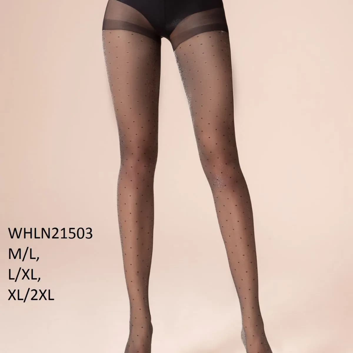 Rajstopy damskie czarne w kropki WHLN21503 M/L-XL/XXL