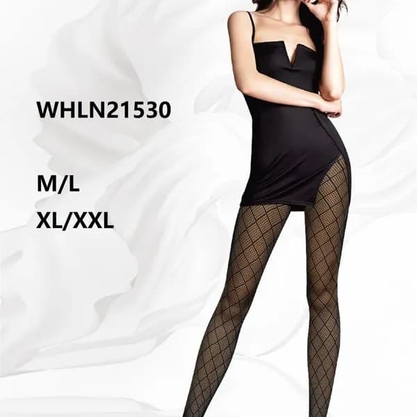 Rajstopy damskie czarne wzór siateczka M/L XL/XXL