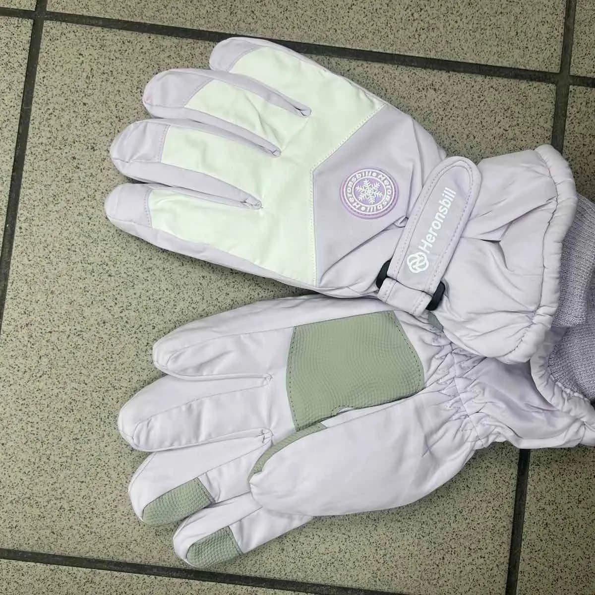 Rękawiczki narciarskie damskie szaro-fioletowe