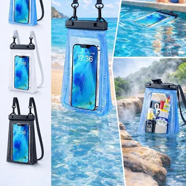 Wodoodporna torba na telefon z paskiem przezierny