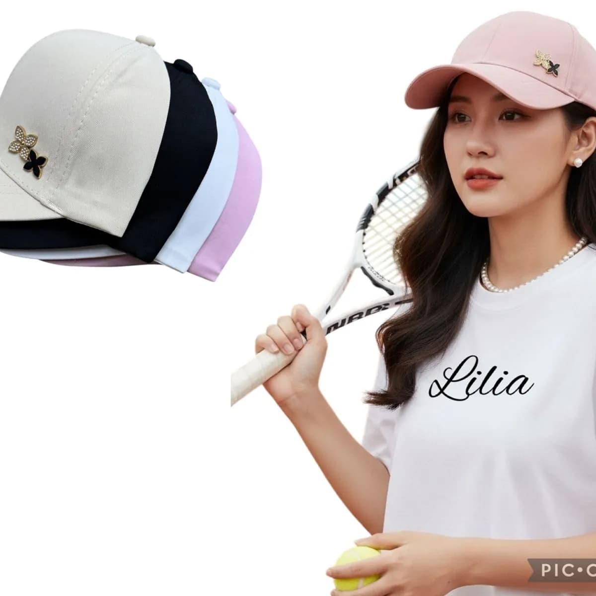 Czapki damskie bejsbolówki z ozdobą motyla 020326-58