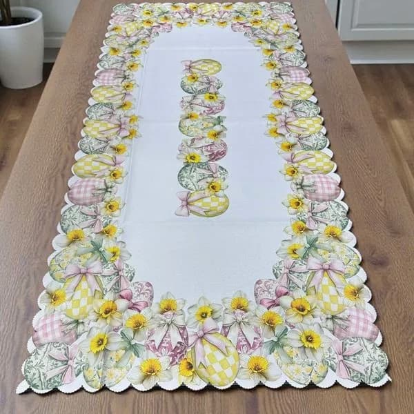 Bieżnik Wielkanocny 60/120 z Pisankami i Narcyzami