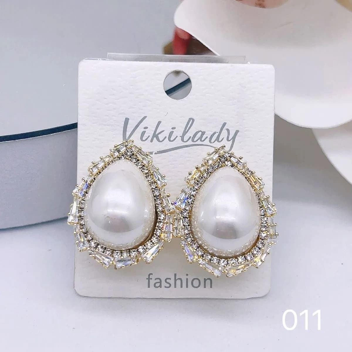 Kolczyki damskie perłowe z cyrkoniami Vikiki Lady 011
