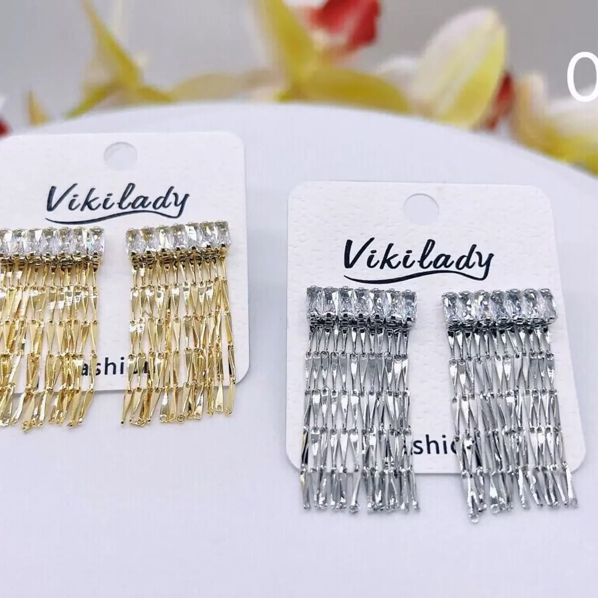 Kolczyki damskie wiszące VikiLadry złote i srebrne 020925-159