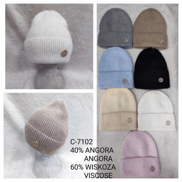 Czapki damskie beanie z angory C-7102