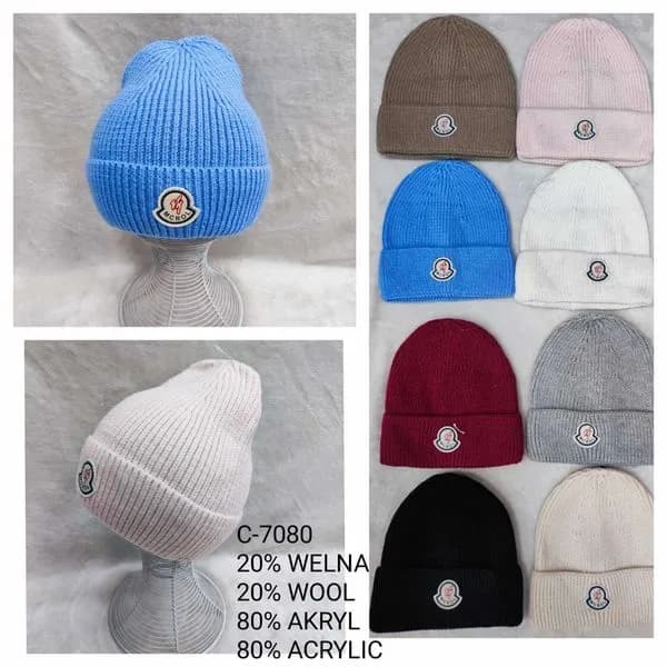 Czapki damskie beanie 20% wełna 80% akryl C-7080
