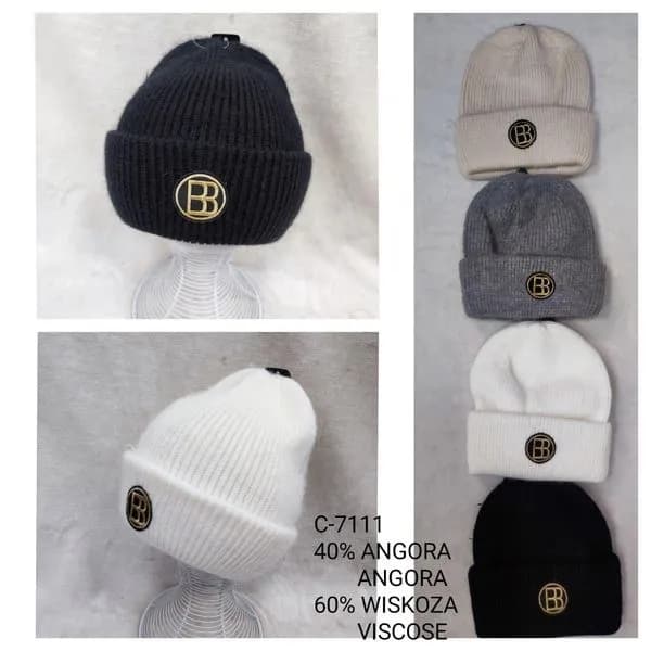 Czapki damskie beanie 40% angora 60% wiskoza C-7111
