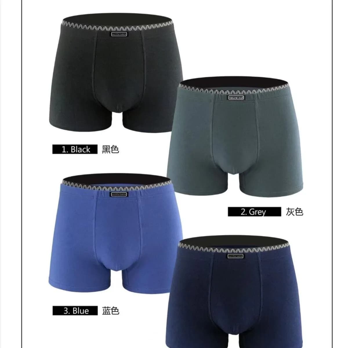 Boserki męskie 3 szt. NO.YME-038 czarny/szary/niebieski