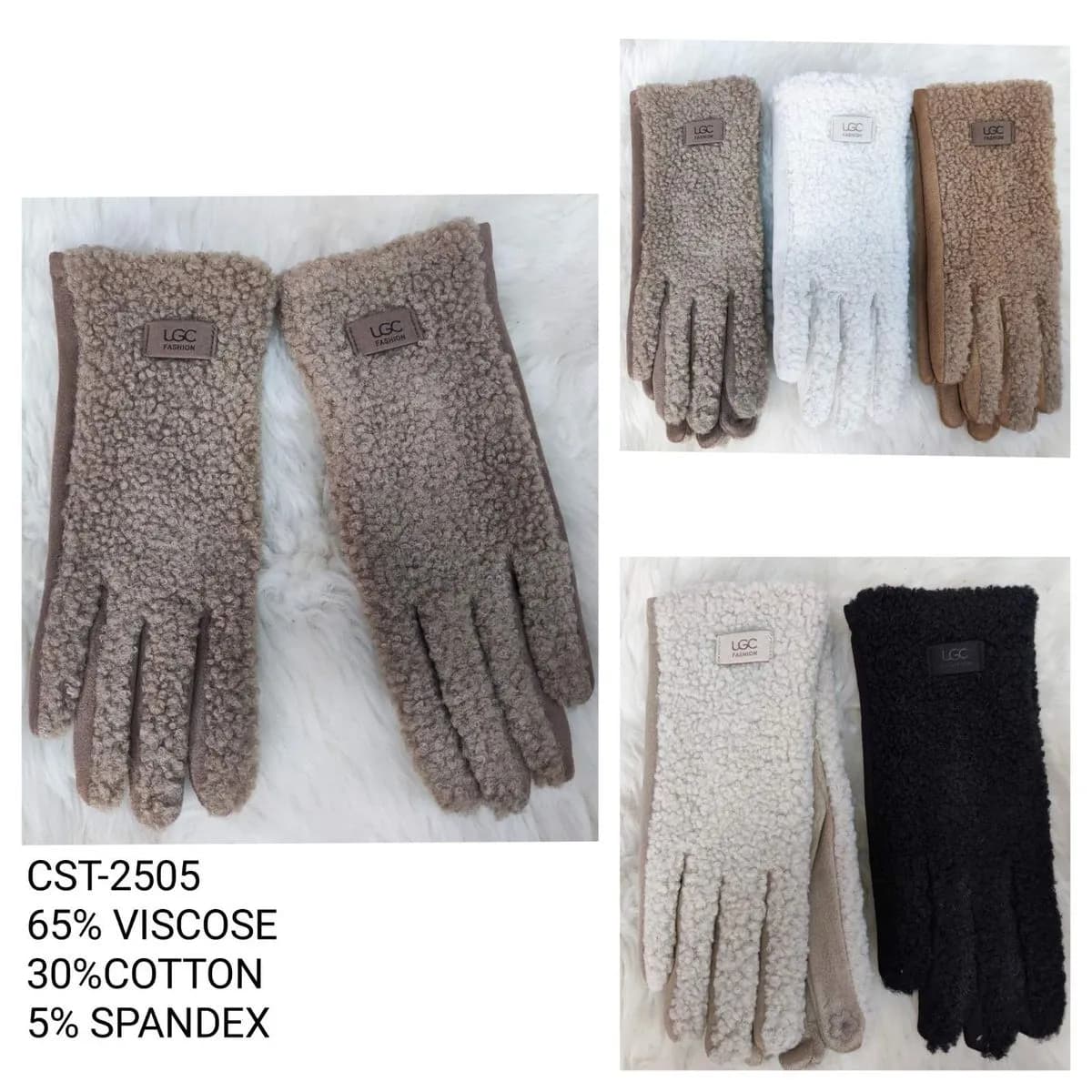 Rękawiczki damskie futrzane 65% wiskoza ULC SKU 031025-85