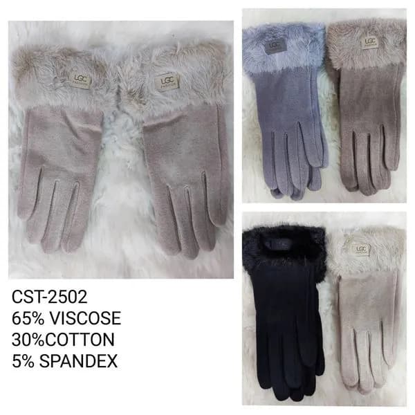 Rękawiczki damskie futrzane 95% bawełna CST-2502