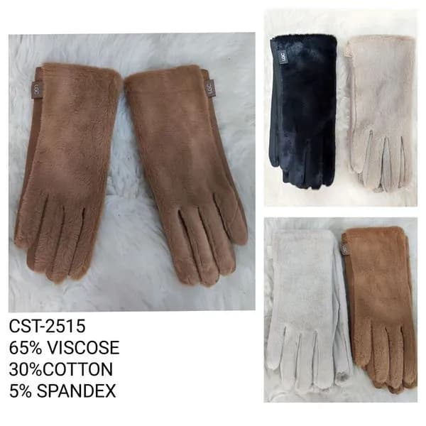 Rękawiczki damskie futrzane 70% wiskoza 30% bawełna 5% spandex