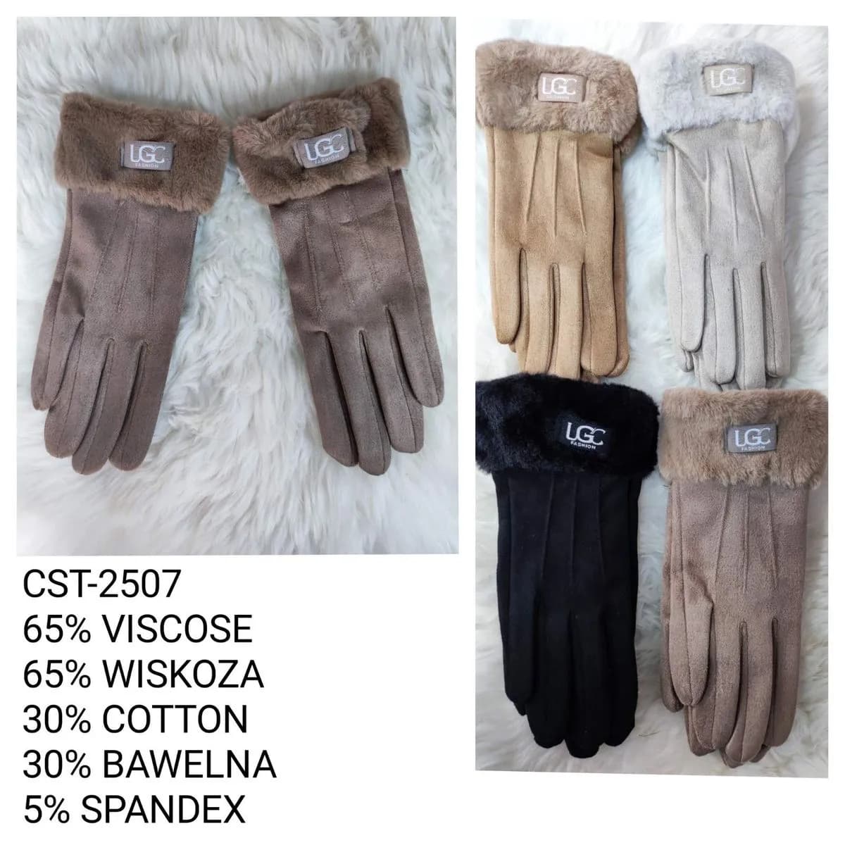 Rękawiczki damskie LG z wiskozą, bawełną i spandexem