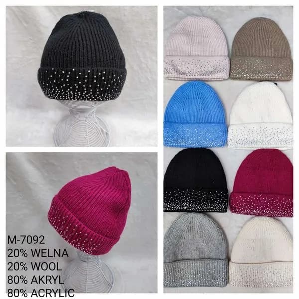 Czapki damskie beanie 20% wełna 80% akryl