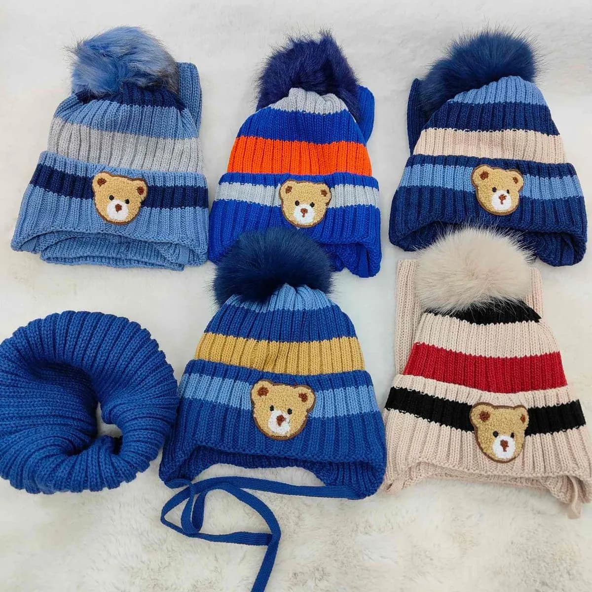 Komplet Czapki Komin dla Dzieci 46-48