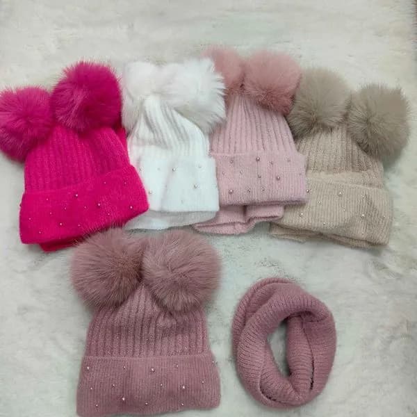 Komplet Czapki Komin dla Dzieci 46-50