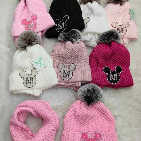 Komplet Czapki Komin dla Dzieci 44-48 z Myszkiem