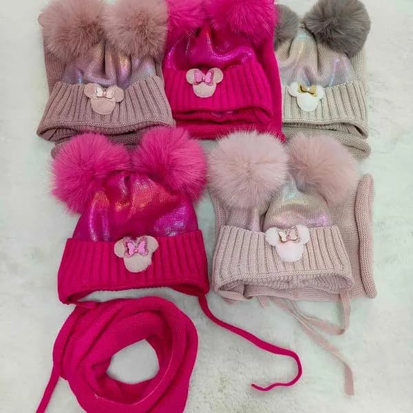 Komplet Czapki Komin Disney Minnie dla Dzieci 44-48