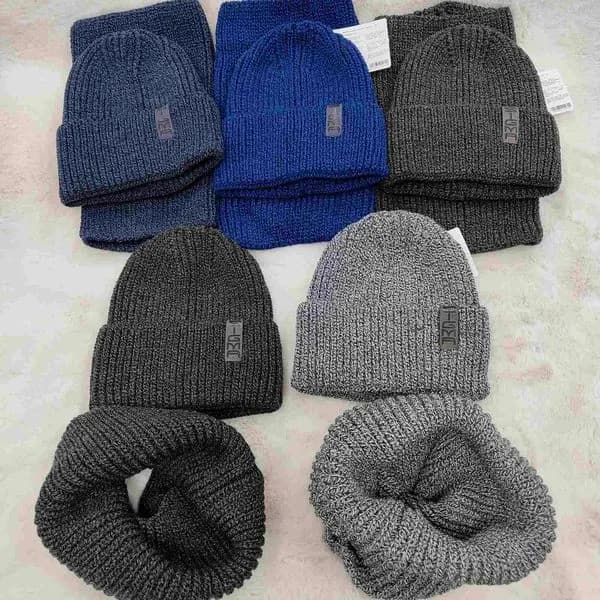 Komplet czapki i kominiarki dla dzieci 50-54 granat/szary