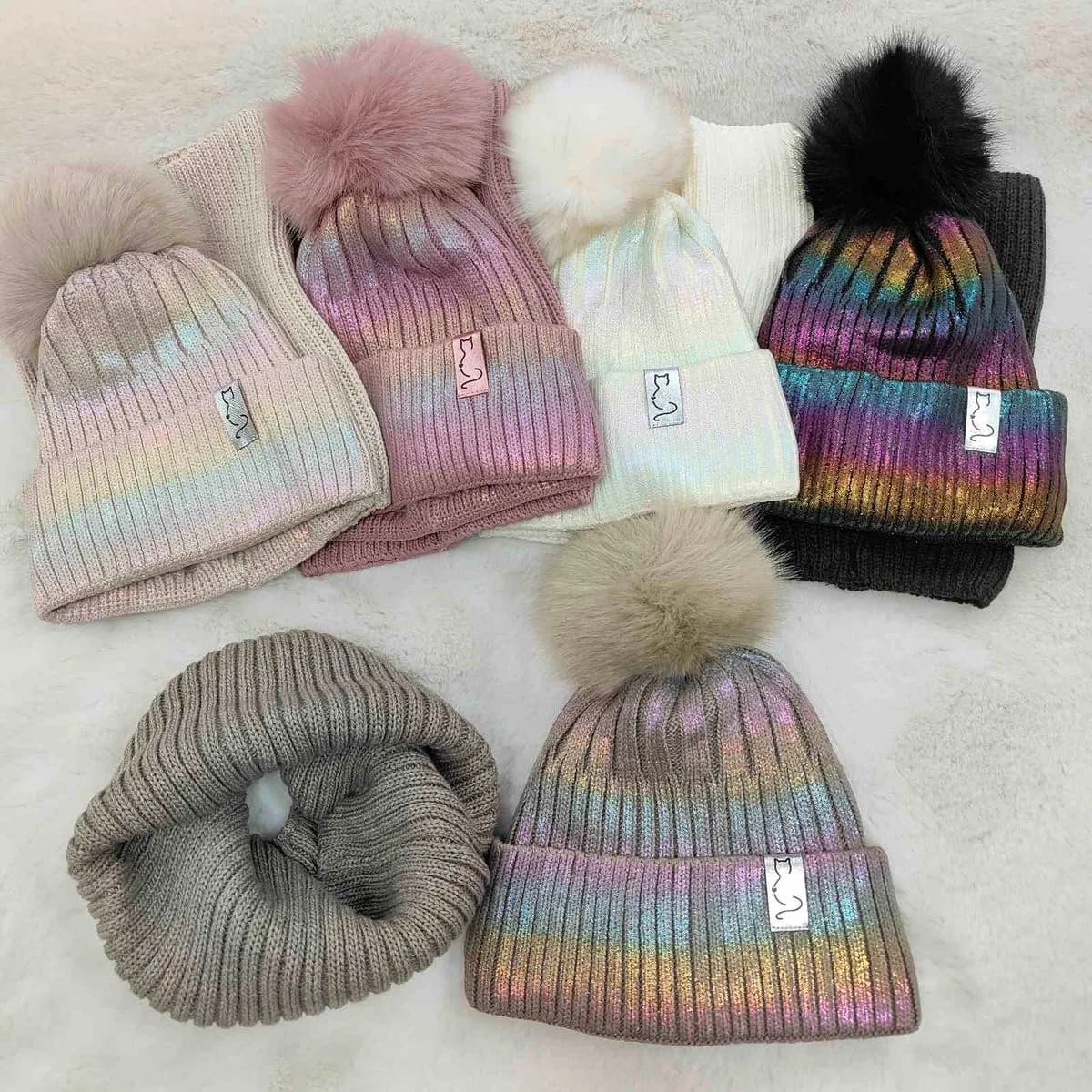 Komplet Czapki Komin dla Dzieci 50-54cm Różne Kolory