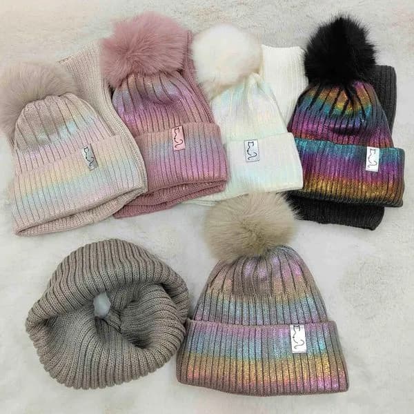 Komplet Czapki Komin dla Dzieci 50-54cm Różne Kolory