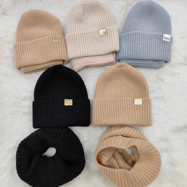 Komplet Czapki Komin dla Dzieci 52-56 Beż/Czarny