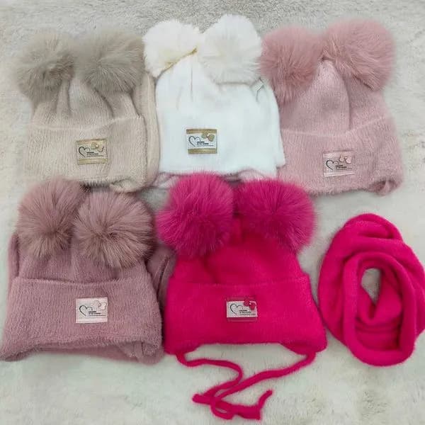 Komplet Czapki Komin dla Dzieci 46-50