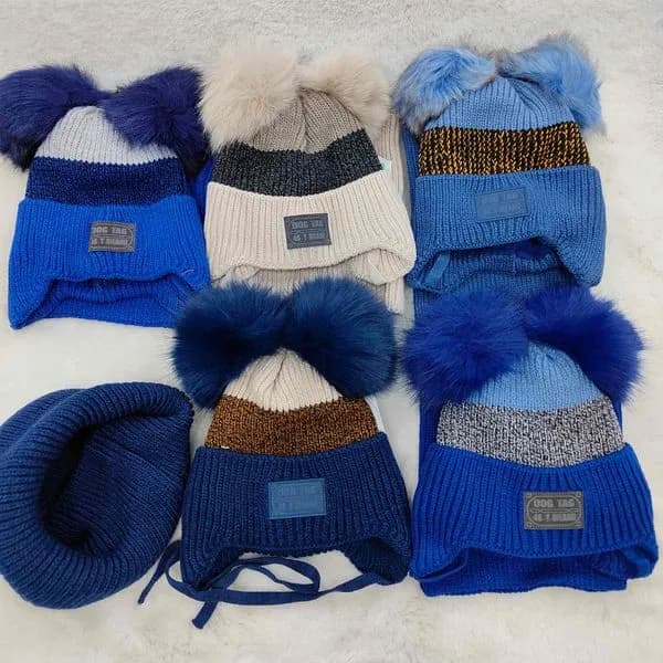 Komplet Czapki Komin dla Dzieci 46-48