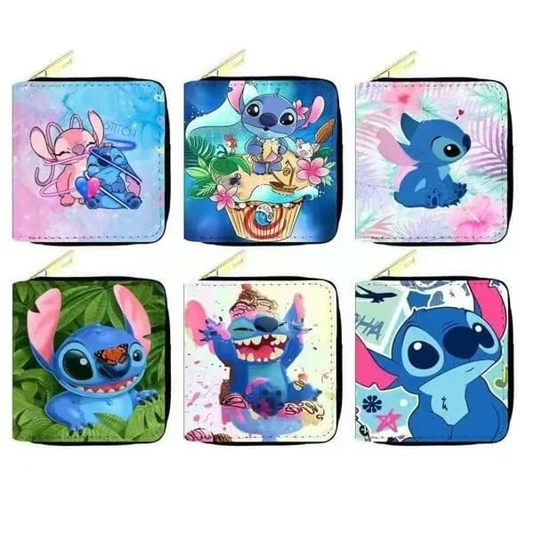 Portfel Dziecięcy Stitch, kwadratowy na zamek, mix wzorów