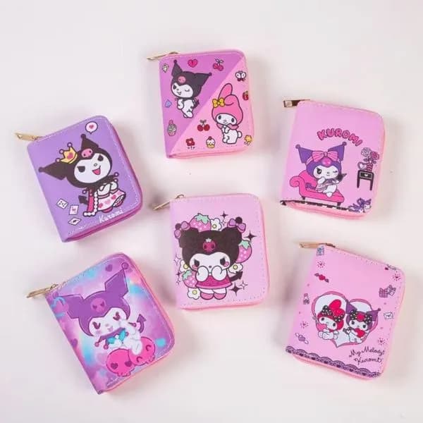 Portfel Dziecięcy Kuromi Zapinany na Suwak Mix Wzorów