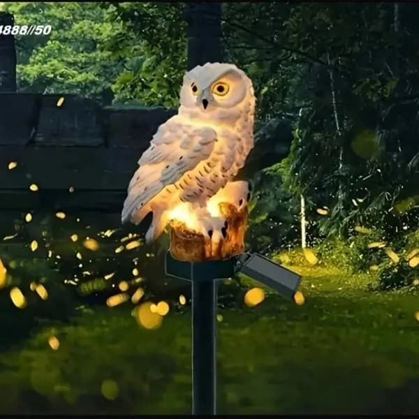Lampa Solarna LED Ogrodowa Sowa Biała na Pniu - 6 szt.