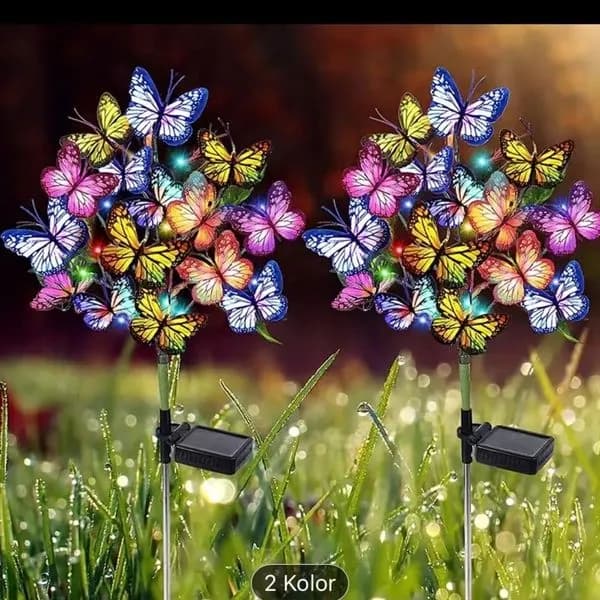 Lampa Solarna LED Motyle Kolorowe - Zestaw 6 szt.