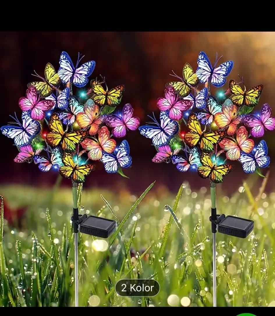 Lampa Solarna LED Motyle Kolorowe - Zestaw 6 szt.