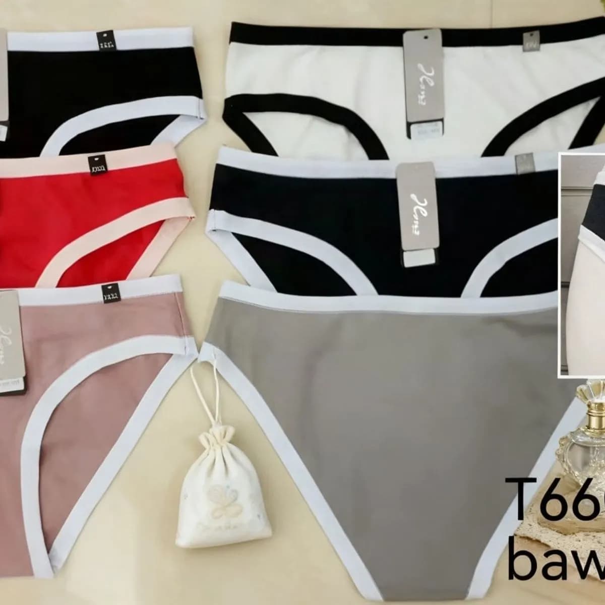 Majtki damskie bawełniane T6609, 6 kolorów