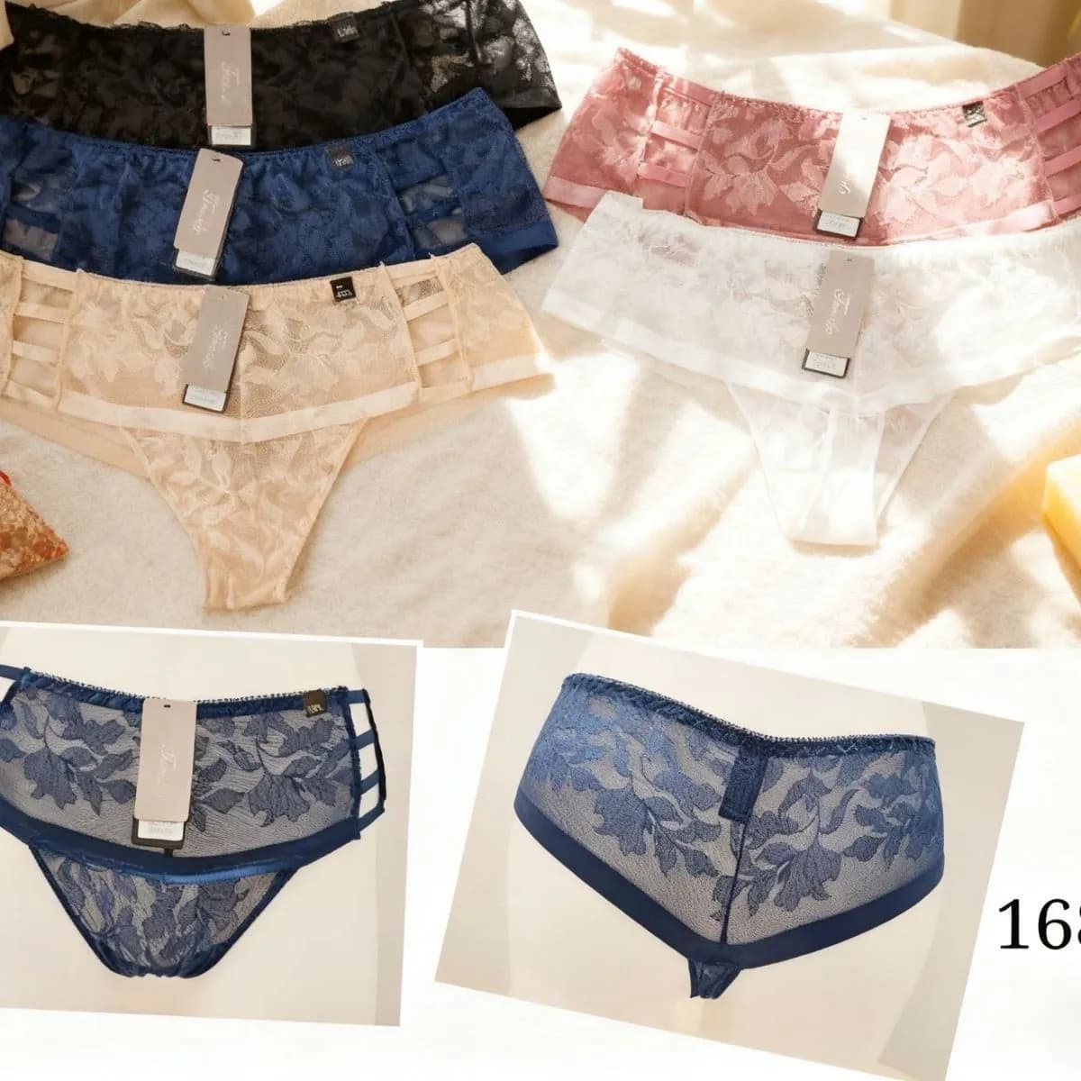 Majtki damskie koronkowe wzór 1680, 12 szt/opak.