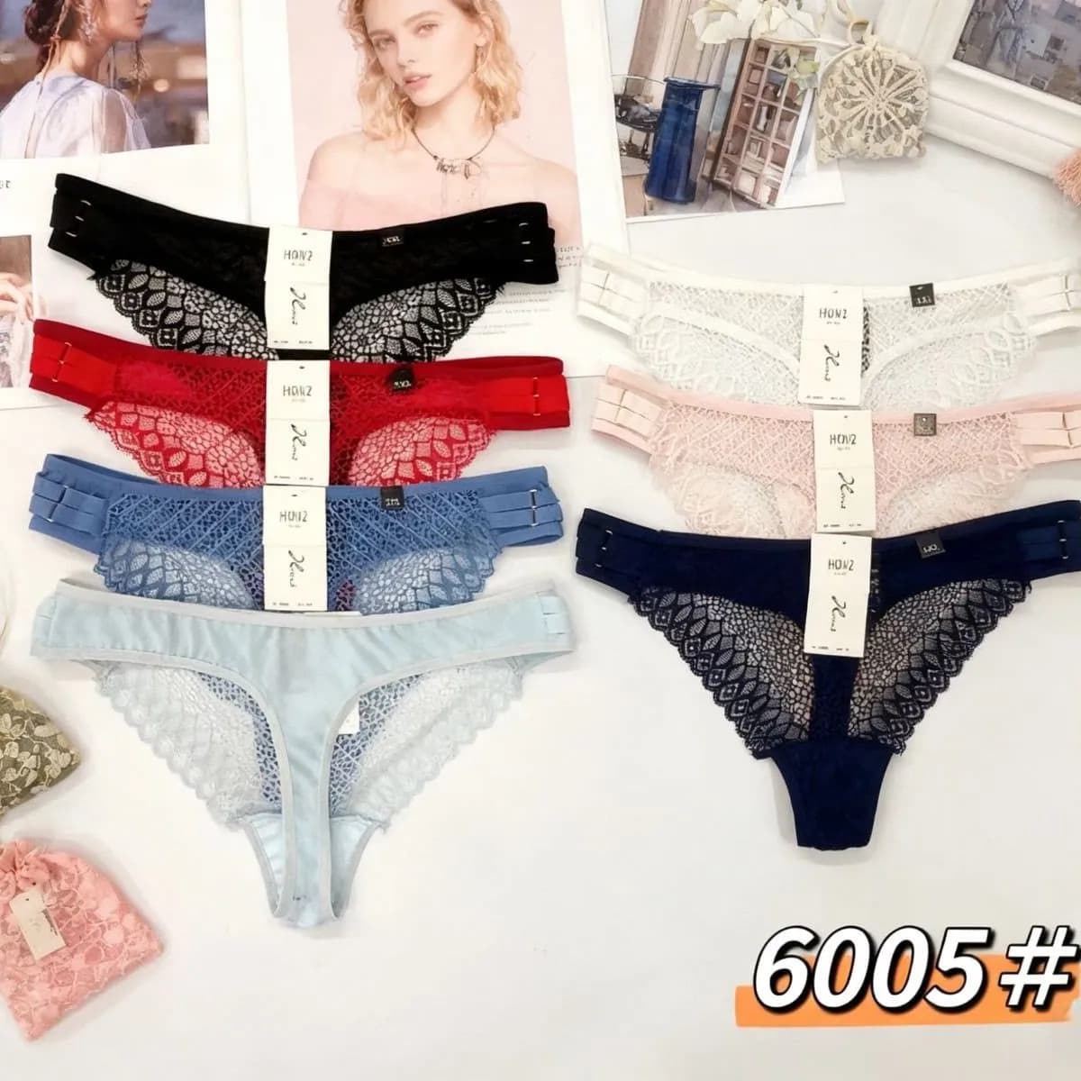 Majtki damskie stringi koronkowe wielopak kolorowy SKU 061025-134