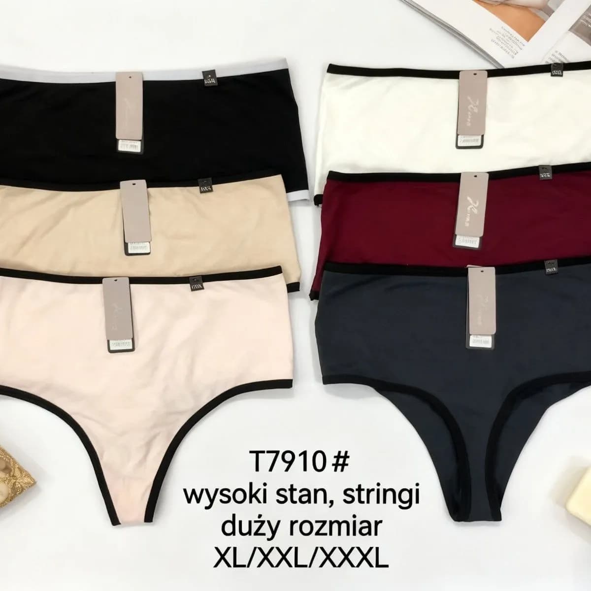 Stringi damskie T7910 XL-XXL-XXXL, 12 szt