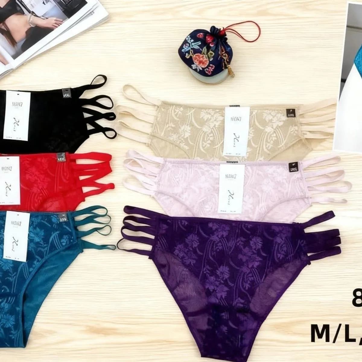 Majtki damskie koronkowe M/L XL-XXL 8008# 12 szt