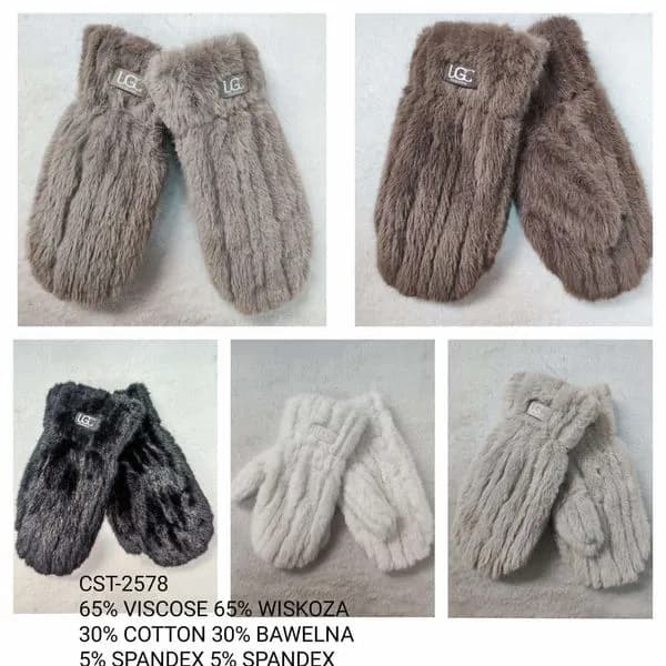 Rękawiczki damskie futrzane UGG 65% wiskozy 30% bawełny