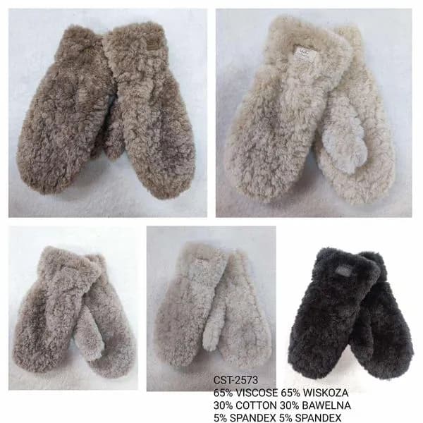Rękawiczki damskie futrzane 95% wiskozy 5% welny